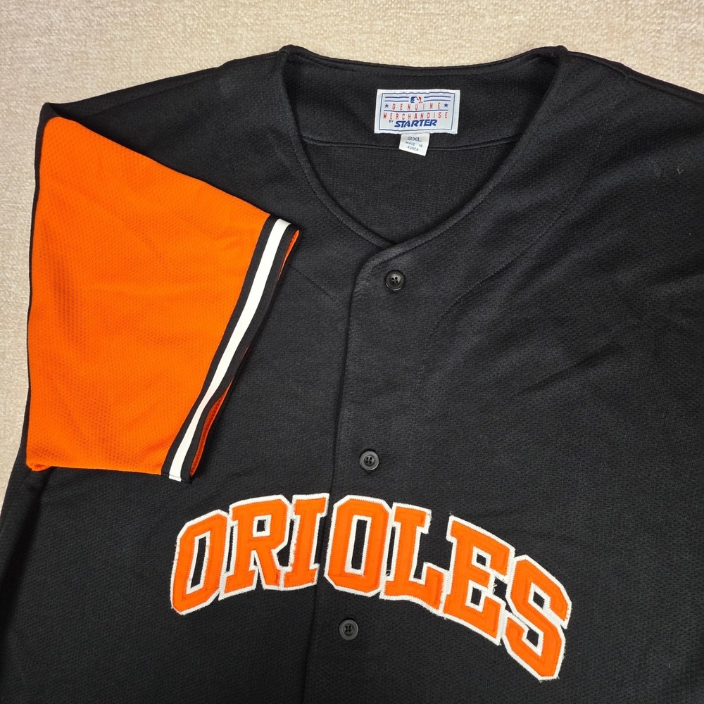 Vintage Baltimore Orioles Starter MLB Baseball Jersey Mens 2XL Black Orange Mesh